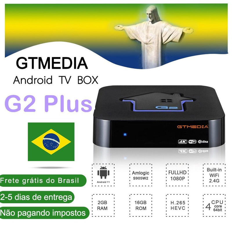 GTMEDIA G2 Plus STB Android 11 TV Box 4K HD GTPlayer CP1.4/2.2 2G 16G Built-in Wifi 2.4G Media Player m3u TV Box Stock in Brazil - MY WORLD
