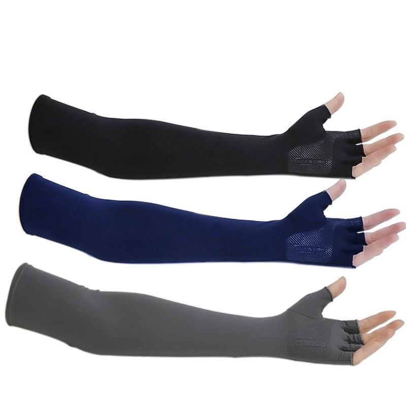 Dropship 2pcs Sport Arm Sleeves Cycling Running Fishing Climbing Arm Cover Sun UV Protection Ice Cool Sleeves With 5-finger Cuff - MY WORLD