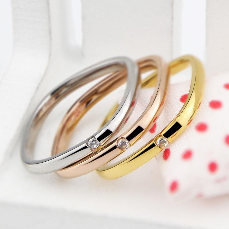 Hot Selling Stainless Steel Jewelry Square Shape Crystal Ring For Love Woman Ring Party Gift Wholesale - MY WORLD