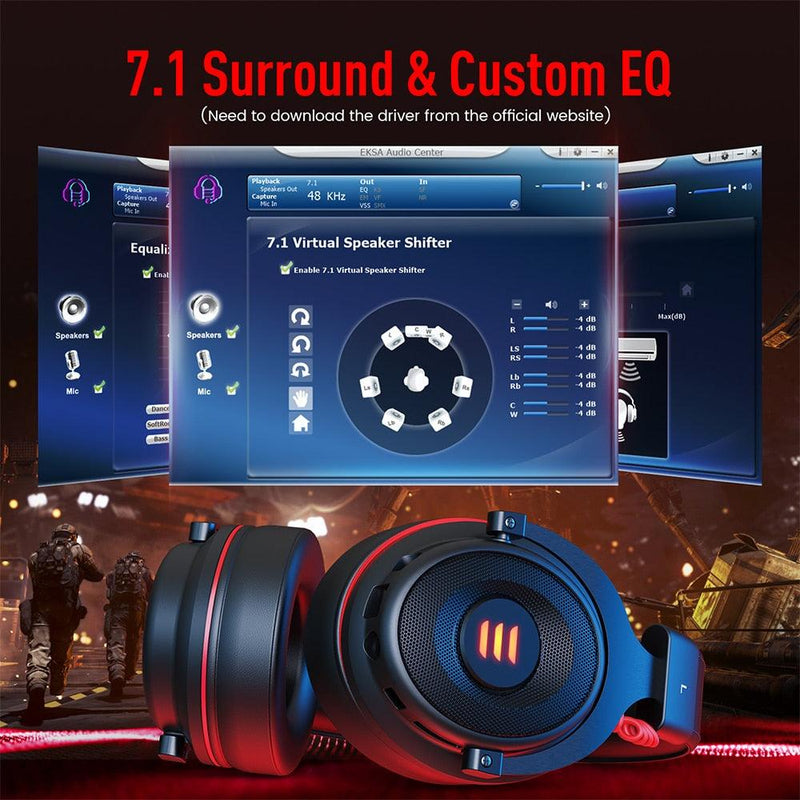 EKSA Gaming Headset Gamer Wired 3.5mm Stereo/ USB 7.1 Surround Gaming Headphones For PC/PS4/PS5/Xbox with Noise Cancelling Mic - MY WORLD