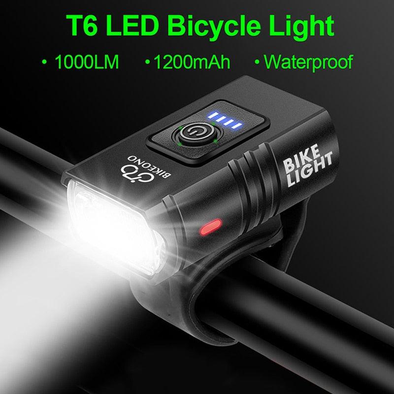 A lanterna LED T6 para farol de bicicleta é um acessório de ciclismo recarregável - MY WORLD