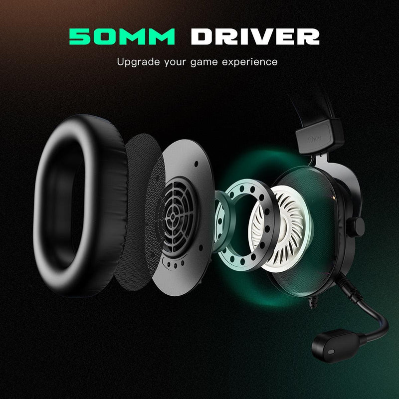 Fifine Dynamic RGB Gaming Headset with Mic Over-Ear Headphones 7.1 Surround Sound PC PS4 PS5 3 EQ Options Game Movie Music - MY WORLD