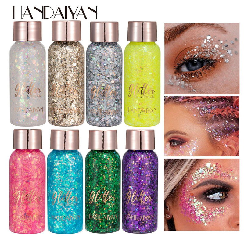 Handaiyan Eye Glitter Nail Hair Body Face Stickers Gel Art Loose Sequins Cream Diamond Jewels Rhinestones Makeup Party Festival - MY WORLD