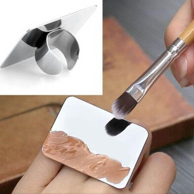 Hot Sale Nail Art Makeup Cosmetic Stainless Steel Paint Mixing Palette Ring Tool - MY WORLD