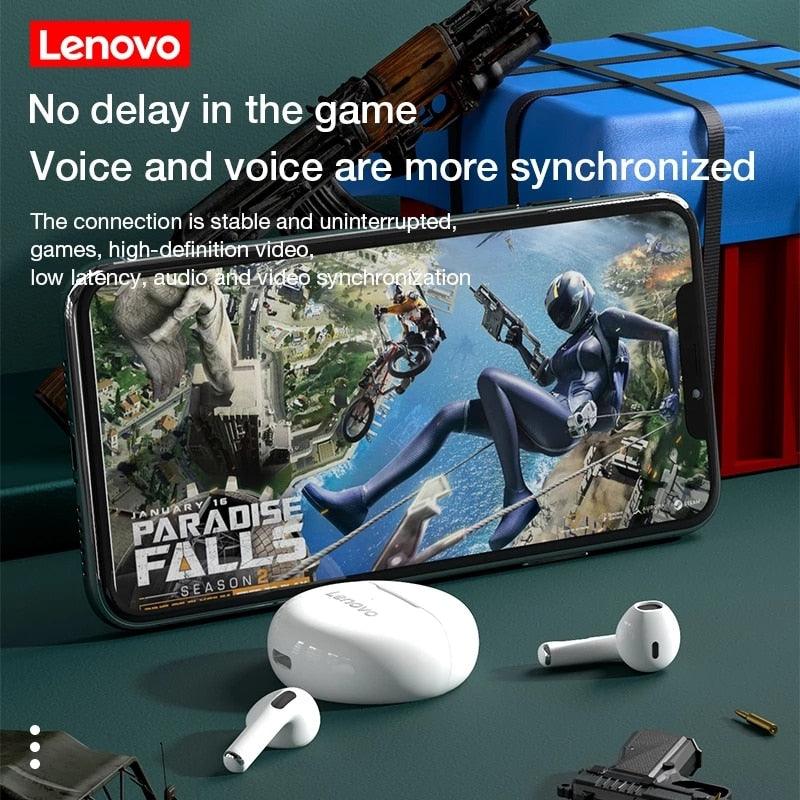 FONE Lenovo Original HT38 Bluetooth 5.0 TWS sem fio esportivos à prova d'água com redução de ruído com microfone - MY WORLD